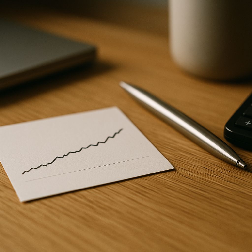 Forex trading setup on a desk with charts and a notebook